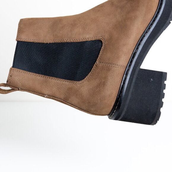 Madewell The Carina Platform Chelsea Boot Leather Brown Burled Wood - Picture 8 of 13